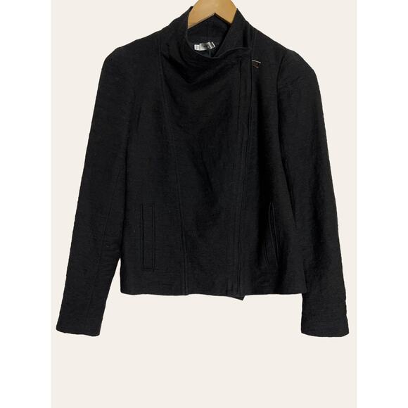 VINCE Stretch Frisè Black Asymmetrical Full Zip Jacket Size XXS - Picture 3 of 8